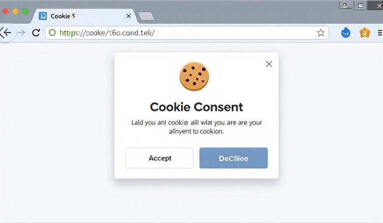 Ilustración de una ventana emergente de consentimiento de cookies en un navegador web
